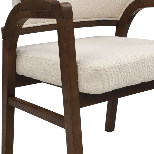English Elm Christopher Knight Home® - Wooden Modern Dining Chair with Ergonomic Curved Back and Bouclé Upholstery, Solid Rubberwood Craftsmanship Beige,Walnut N771P346814T