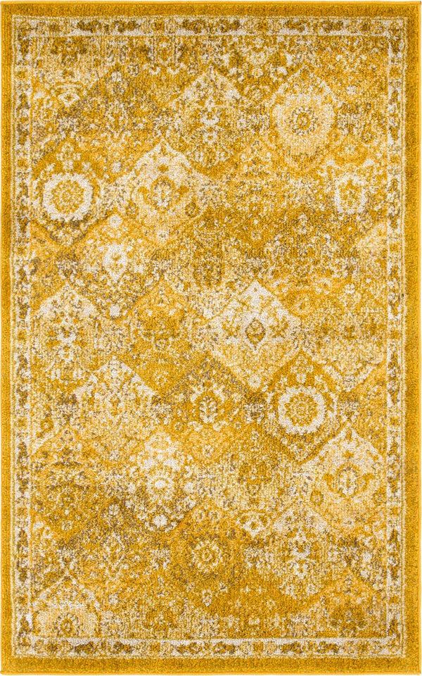Unique Loom Multi Round Penrose Rug - Vibrant 3' Design To Brighten Your Living Space With Comfort And Style Yellow  3143427-unique-loom