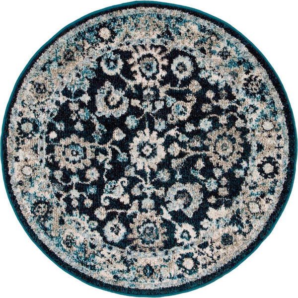 Unique Loom Multi Round Penrose Rug - Vibrant 3' Design To Brighten Your Living Space With Comfort And Style Navy,Blue  3143471-unique-loom
