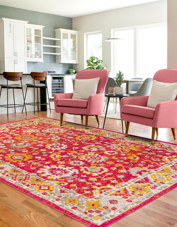 Unique Loom Multi Round Penrose Rug - Vibrant 3' Design To Brighten Your Living Space With Comfort And Style Red  3143485-unique-loom