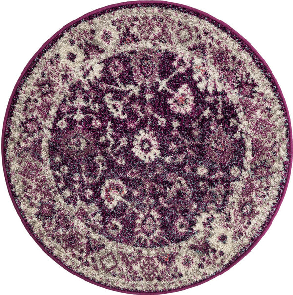 Unique Loom Purple 3' Round Rug From Penrose Collection – Stylish Indoor/Outdoor Accent For Vibrant Spaces Purple  3143511-unique-loom