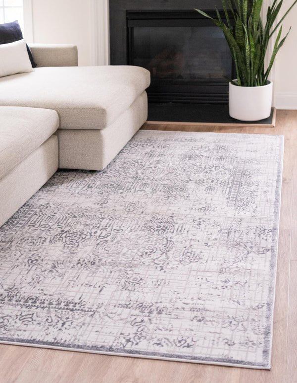 Unique Loom Blue Aberdeen 4x6 Rug - Classic Design In Vibrant Color, Perfect For High-traffic Living Spaces Gray  3143597-unique-loom