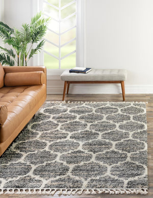 Unique Loom Gray 5' Round Hygge Shag Rug - Plush Comfort And Modern Style For Cozy Living Spaces And Bedrooms Gray  3143692-unique-loom