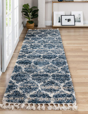 Unique Loom Gray 5' Round Hygge Shag Rug – Cozy Plush Texture For Indoor And Outdoor Spaces, Lasting Comfort Blue  3143706-unique-loom