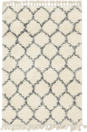 Unique Loom Gray 5' Round Hygge Shag Rug – Cozy Plush Texture For Indoor And Outdoor Spaces, Lasting Comfort Ivory  3143711-unique-loom