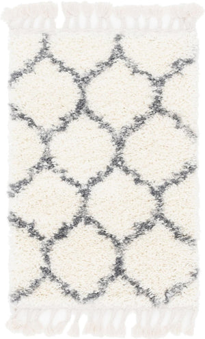 Unique Loom Gray 5' Round Hygge Shag Rug – Cozy Plush Texture For Indoor And Outdoor Spaces, Lasting Comfort Ivory  3143712-unique-loom