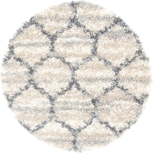 Unique Loom Gray 5' Round Hygge Shag Rug – Cozy Plush Texture For Indoor And Outdoor Spaces, Lasting Comfort Beige  3143725-unique-loom