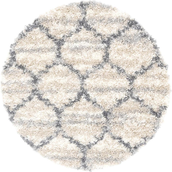Unique Loom Gray 5' Round Hygge Shag Rug – Cozy Plush Texture For Indoor And Outdoor Spaces, Lasting Comfort Beige  3143725-unique-loom
