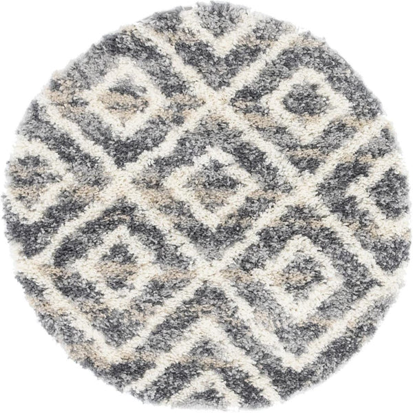 Unique Loom Gray 5' Round Hygge Shag Rug – Cozy Plush Texture For Indoor And Outdoor Spaces, Lasting Comfort Gray  3143735-unique-loom