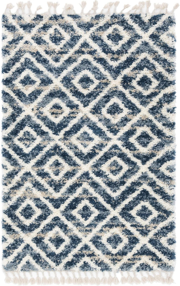 Unique Loom Gray 5' Round Hygge Shag Rug – Cozy Plush Texture For Indoor And Outdoor Spaces, Lasting Comfort Blue  3143741-unique-loom