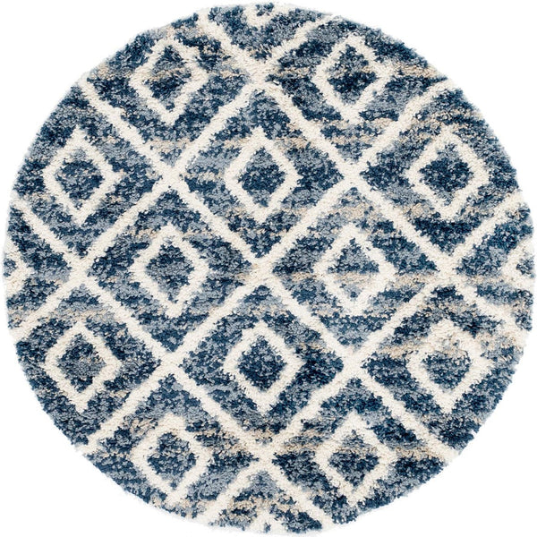 Unique Loom Gray 5' Round Hygge Shag Rug – Cozy Plush Texture For Indoor And Outdoor Spaces, Lasting Comfort Blue  3143744-unique-loom