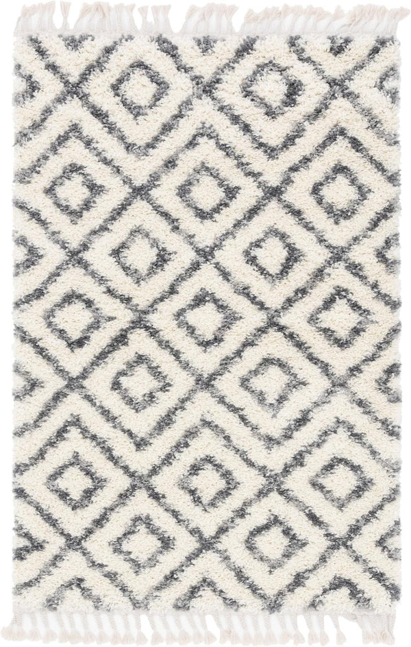 Unique Loom Gray 5' Round Hygge Shag Rug – Cozy Plush Texture For Indoor And Outdoor Spaces, Lasting Comfort Ivory  3143751-unique-loom