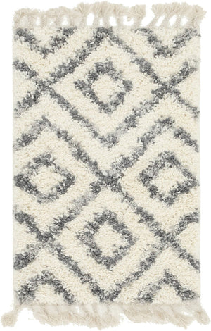 Unique Loom Gray 5' Round Hygge Shag Rug – Cozy Plush Texture For Indoor And Outdoor Spaces, Lasting Comfort Ivory  3143752-unique-loom