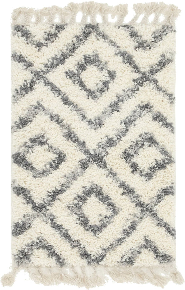 Unique Loom Gray 5' Round Hygge Shag Rug – Cozy Plush Texture For Indoor And Outdoor Spaces, Lasting Comfort Ivory  3143752-unique-loom