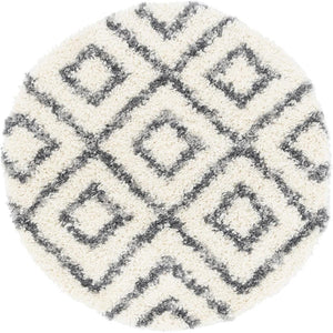 Unique Loom Gray 5' Round Hygge Shag Rug – Cozy Plush Texture For Indoor And Outdoor Spaces, Lasting Comfort Ivory  3143755-unique-loom