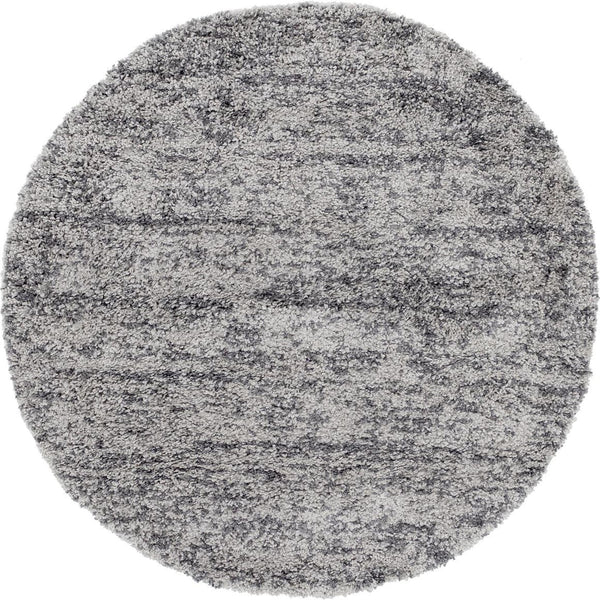 Unique Loom Gray 5' Round Hygge Shag Rug – Cozy Plush Texture For Indoor And Outdoor Spaces, Lasting Comfort Gray  3143784-unique-loom