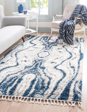 Unique Loom Gray 5' X 5' Hygge Shag Rug - Cozy, Plush Texture Adds Warmth And Style To Any Indoor Or Outdoor Space Blue  3143982-unique-loom