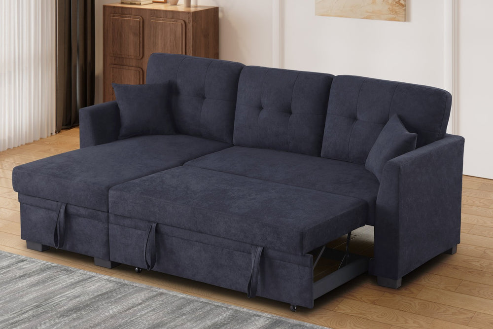 English Elm Sectional Sofa Bed - Elegant Dark Blue, Space-Saving Design, Quick Assembly, Perfect For Small Spaces B205S00062-GIGA