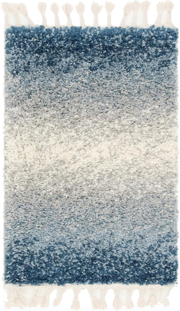 Unique Loom Blue Hygge Shag Rug - Plush Comfort With Vibrant Texture - Perfect For Cozy Spaces And Stylish Decor Blue  3144001-unique-loom