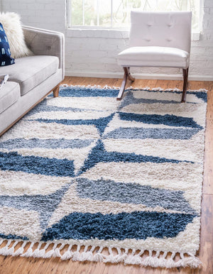 Unique Loom Blue Hygge Shag Rug - Plush Comfort With Vibrant Texture - Perfect For Cozy Spaces And Stylish Decor Blue  3144082-unique-loom