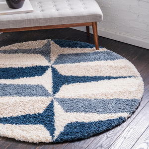 Unique Loom Blue Hygge Shag Rug - Plush Comfort With Vibrant Texture - Perfect For Cozy Spaces And Stylish Decor Blue  3144086-unique-loom