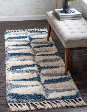 Unique Loom Blue Hygge Shag Rug - Plush Comfort With Vibrant Texture - Perfect For Cozy Spaces And Stylish Decor Blue  3144088-unique-loom