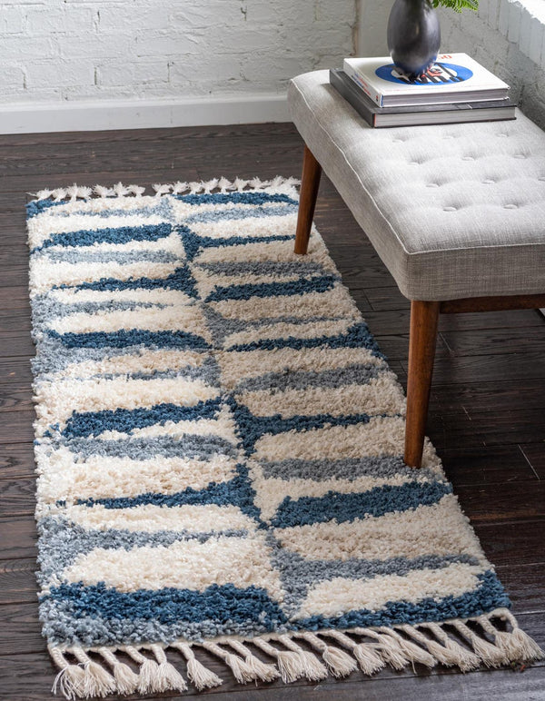 Unique Loom Blue Hygge Shag Rug - Plush Comfort With Vibrant Texture - Perfect For Cozy Spaces And Stylish Decor Blue  3144088-unique-loom