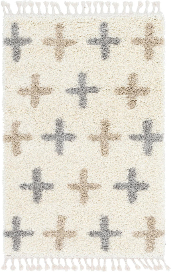 Unique Loom Ivory 4' 1" X 6' 1" Hygge Shag Rug - Luxurious Plush Texture For Cozy Living Spaces And Elegance Ivory  3144102-unique-loom