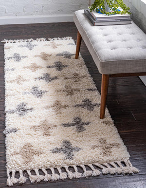 Unique Loom Ivory 4' 1" X 6' 1" Hygge Shag Rug - Luxurious Plush Texture For Cozy Living Spaces And Elegance Ivory  3144107-unique-loom