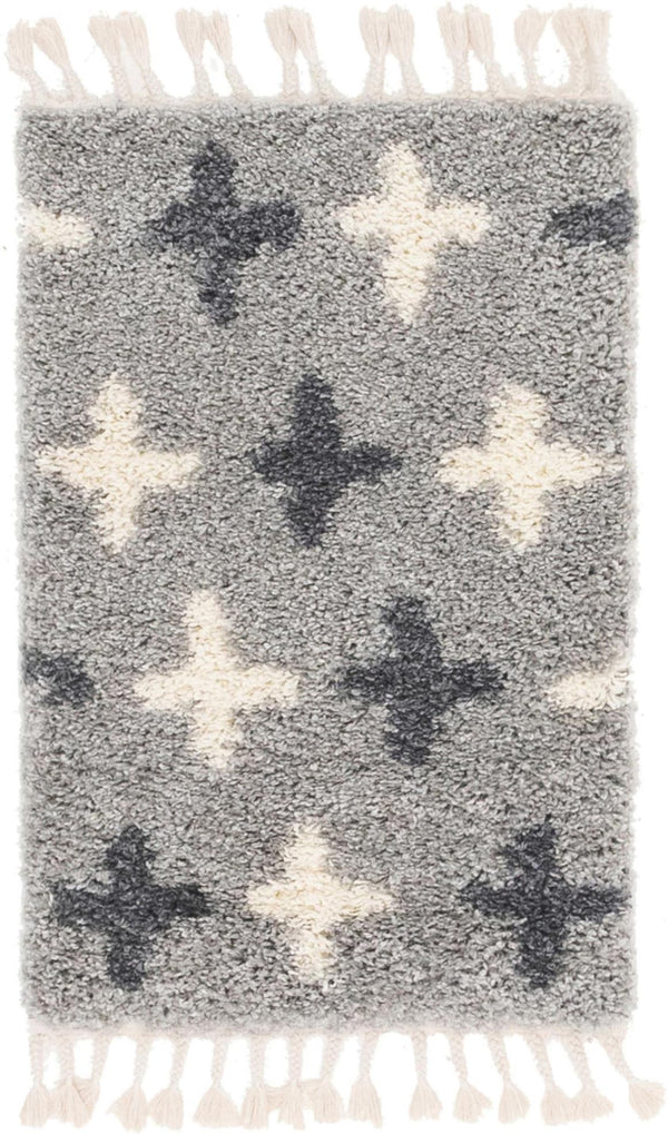 Unique Loom Ivory 4' 1" X 6' 1" Hygge Shag Rug - Luxurious Plush Texture For Cozy Living Spaces And Elegance Gray  3144123-unique-loom