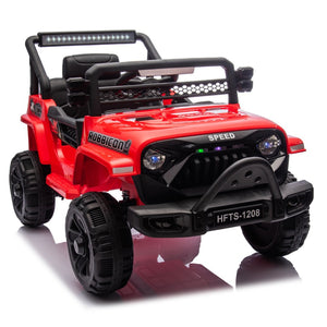 English Elm 12v Kids Electric Ride on Truck with Parental Remote Four Wheel Suspension and Led Lights Red W1578P187461