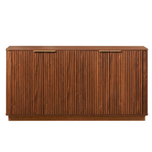 English Elm 63" Wave Front Sideboard with Four Door Storage for Living Room Hallway Bedroom Walnut W1820P431359