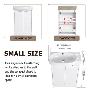 English Elm 23" Freestanding Ceramic Vessel Sink Vanity with Soft Close Cabinet and Wall Rack W999S00490