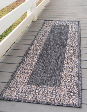 Unique Loom Green Outdoor Border Rug - 4' 1" X 6' 1" Weather-resistant Accent For Patios And Gardens Gray  3144868-unique-loom