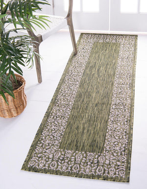 Unique Loom Green Outdoor Border Rug - 4' 1" X 6' 1" Weather-resistant Accent For Patios And Gardens Green  3144875-unique-loom