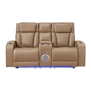 English Elm Fortuner Power Reclining Sofa Set with Led Lighting Massage and Faux Leather B009S02222