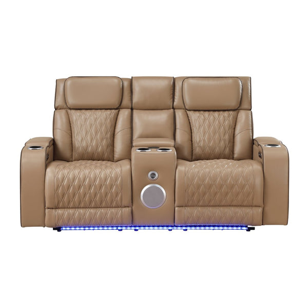 English Elm Fortuner Power Reclining Sofa Set with Led Lighting Massage and Faux Leather B009S02222