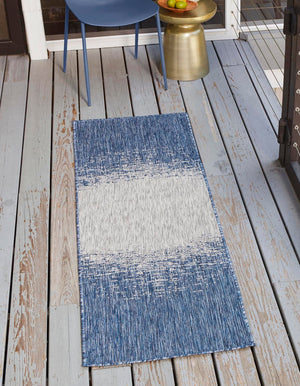 Unique Loom Aqua Outdoor Modern Runner - 2' X 6'1" Weather-resistant Accent For Patios And Entryways Blue  3144984-unique-loom