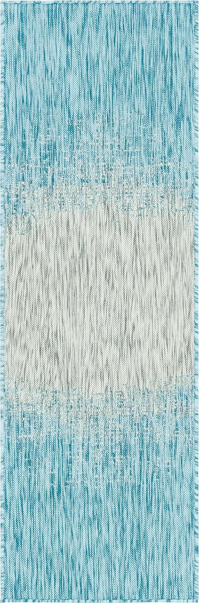 Unique Loom Aqua Outdoor Modern Runner - 2' X 6'1" Weather-resistant Accent For Patios And Entryways Blue  3144984-unique-loom