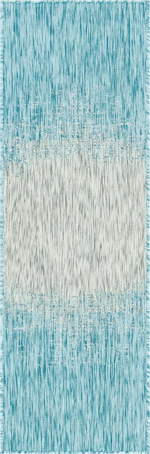 Unique Loom Aqua Outdoor Modern Runner - 2' X 6'1" Weather-resistant Accent For Patios And Entryways Aqua  3144992-unique-loom