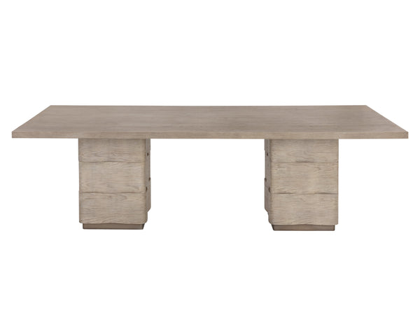 Sunpan Hoyos 100" Dining Table - Elegant Light Oak Design with Unique Wave Legs for Modern Interiors