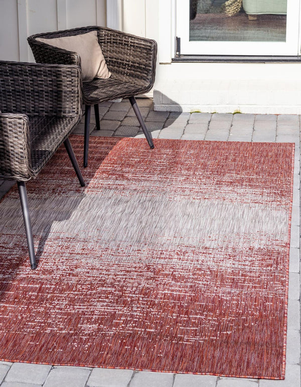 Unique Loom Green 4' X 6' Outdoor Modern Rug - Elevate Your Patio With Stylish Durability And A Fresh Look Red  3145006-unique-loom