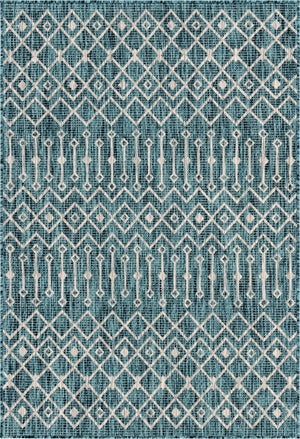 Unique Loom Rust Red Outdoor Trellis Runner - 6-foot Durable Design For Adding Charm To Your Outdoor Space Teal  3145022-unique-loom
