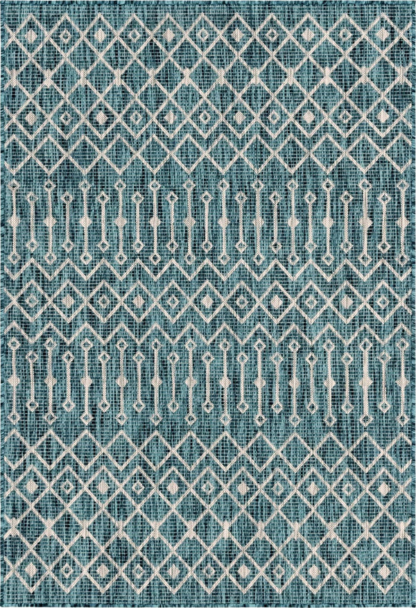 Unique Loom Rust Red Outdoor Trellis Runner - 6-foot Durable Design For Adding Charm To Your Outdoor Space Teal  3145022-unique-loom