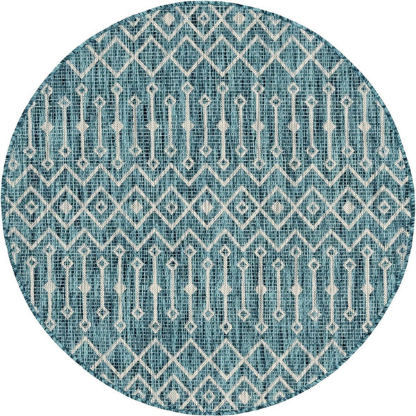 Unique Loom Rust Red Outdoor Trellis Runner - 6-foot Durable Design For Adding Charm To Your Outdoor Space Teal  3145023-unique-loom