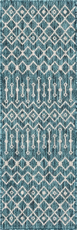Unique Loom Rust Red Outdoor Trellis Runner - 6-foot Durable Design For Adding Charm To Your Outdoor Space Teal  3145024-unique-loom