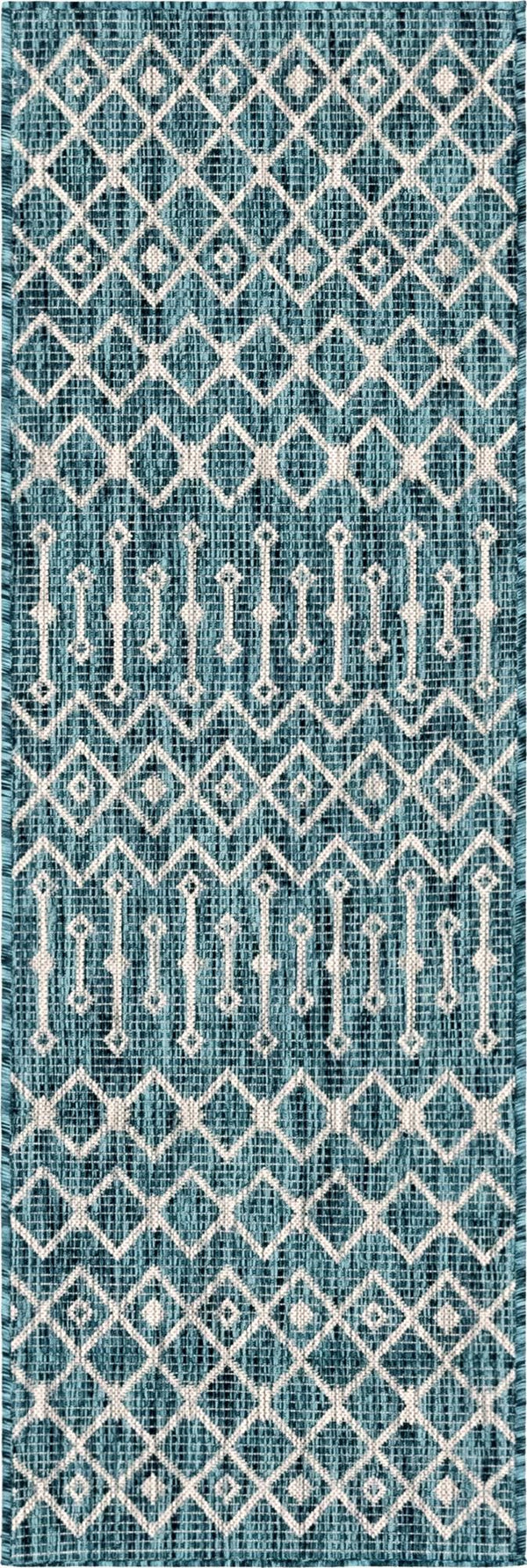 Unique Loom Rust Red Outdoor Trellis Runner - 6-foot Durable Design For Adding Charm To Your Outdoor Space Teal  3145024-unique-loom