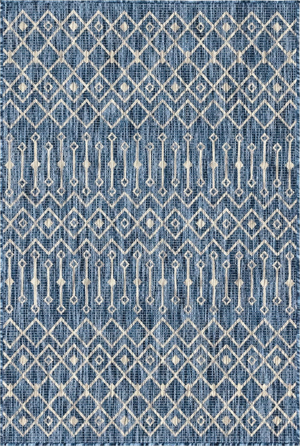 Unique Loom Rust Red Outdoor Trellis Runner - 6-foot Durable Design For Adding Charm To Your Outdoor Space Blue  3145030-unique-loom