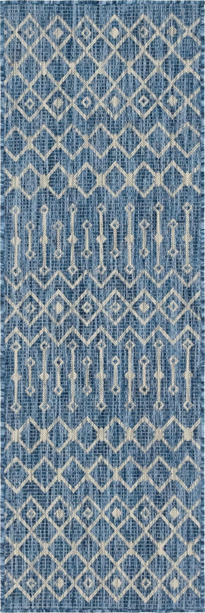 Unique Loom Rust Red Outdoor Trellis Runner - 6-foot Durable Design For Adding Charm To Your Outdoor Space Blue  3145032-unique-loom