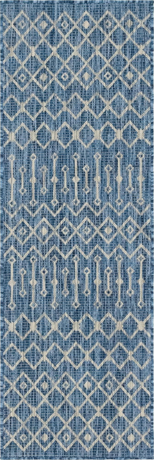 Unique Loom Rust Red Outdoor Trellis Runner - 6-foot Durable Design For Adding Charm To Your Outdoor Space Blue  3145032-unique-loom